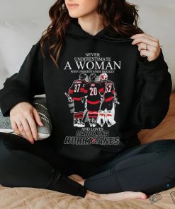 Official Never Underestimate A Woman Who Understands Hockey And Loves Carolina Hurricanes Svechnikov, Aho And Kochetkov Signatures Shirt