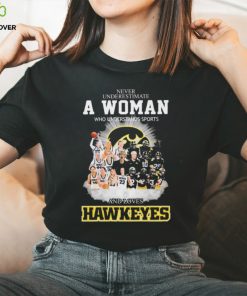 Official Never Underestimate A Woman Who Understands Sports And Loves Iowa Hawkeyes Shirt