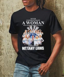 Official Never Underestimate a Woman who understands Volleyball and loves Nittany Lions 2023 Signatures Shirt