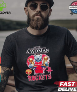Official Never underestimate a woman who understands basketball and love Houston Rockets diamond heart mascot 2025 T shirt