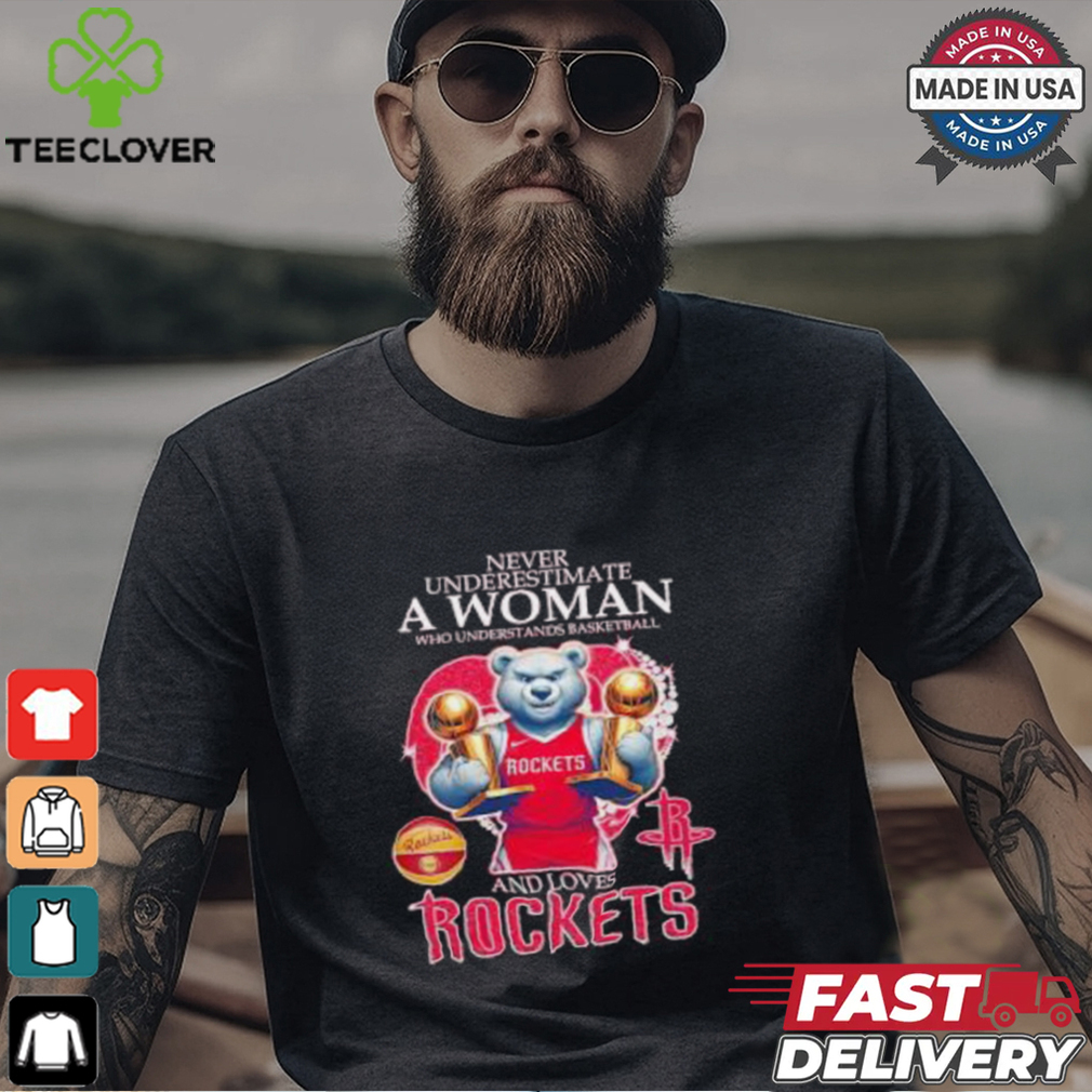 Official Never underestimate a woman who understands basketball and love Houston Rockets diamond heart mascot 2025 T shirt Official Never underestimate a woman who understands basketball and love Houston Rockets diamond heart mascot 2025 T shirt