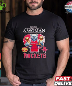 Official Never underestimate a woman who understands basketball and love Houston Rockets diamond heart mascot 2025 T shirt