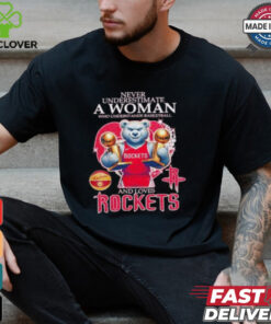 Official Never underestimate a woman who understands basketball and love Houston Rockets diamond heart mascot 2025 T shirt