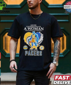 Official Never underestimate a woman who understands basketball and love Indiana Pacers diamond heart mascot 2025 T shirt