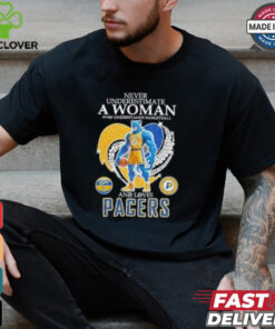 Official Never underestimate a woman who understands basketball and love Indiana Pacers diamond heart mascot 2025 T shirt