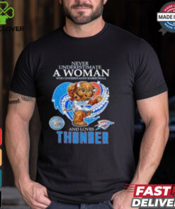 Official Never underestimate a woman who understands basketball and love Oklahoma City Thunder diamond heart mascot 2025 T shirt