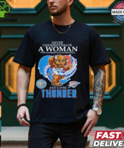 Official Never underestimate a woman who understands basketball and love Oklahoma City Thunder diamond heart mascot 2025 T shirt