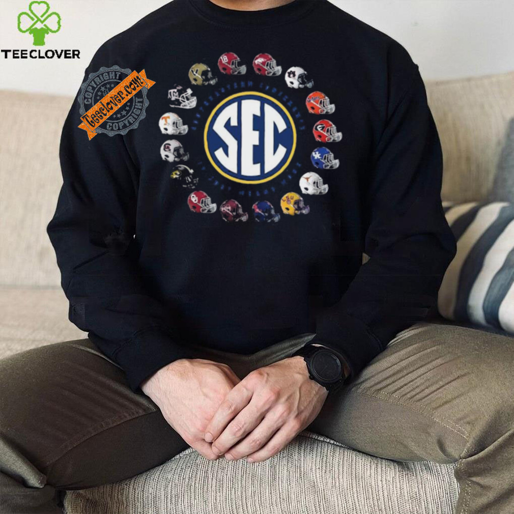 Official New World Graphics Adult Grey SEC Football Helmets shirt Official New World Graphics Adult Grey SEC Football Helmets shirt
