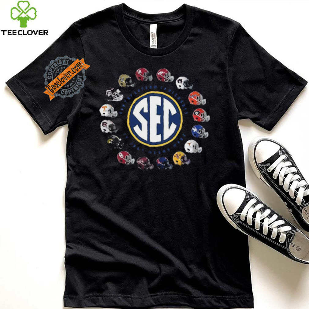 Official New World Graphics Adult Grey SEC Football Helmets shirt Official New World Graphics Adult Grey SEC Football Helmets shirt
