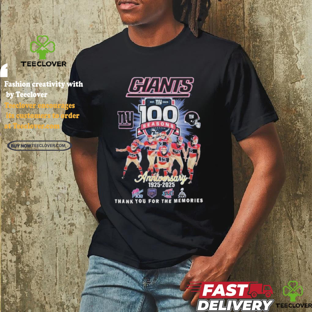 Official New York Giants 100 Seasons Anniversary 1925 2025 Thank You For The Memories T Shirt Official New York Giants 100 Seasons Anniversary 1925 2025 Thank You For The Memories T Shirt