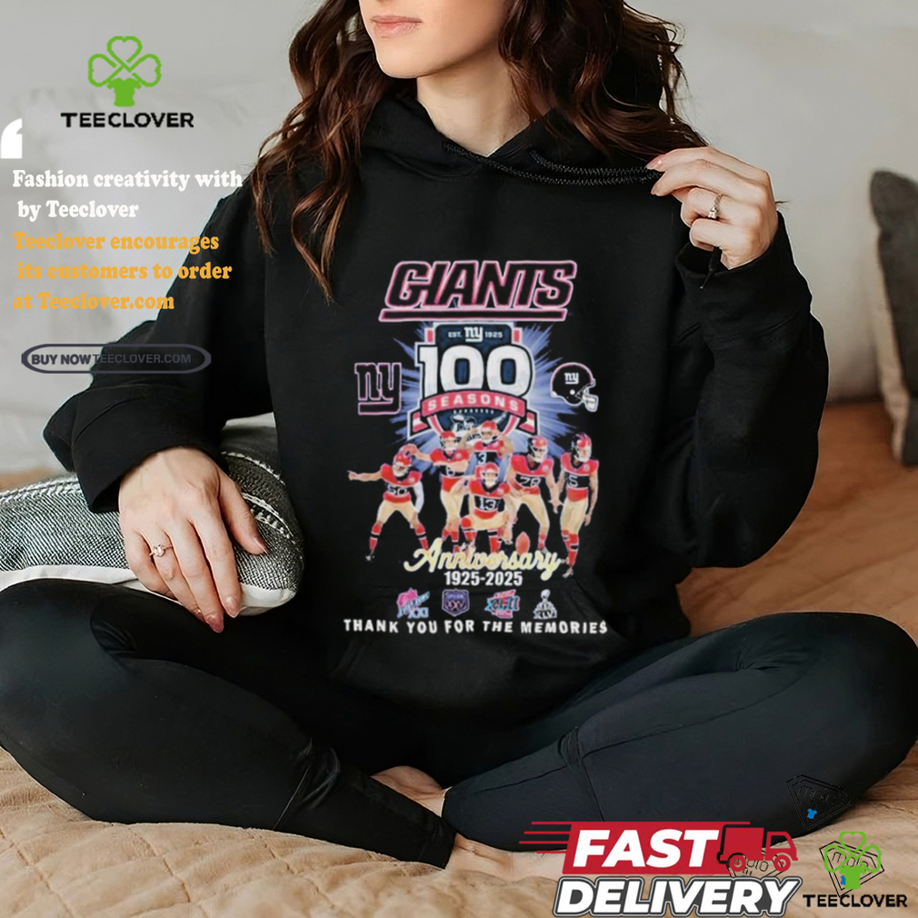 Official New York Giants 100 Seasons Anniversary 1925 2025 Thank You For The Memories T Shirt Official New York Giants 100 Seasons Anniversary 1925 2025 Thank You For The Memories T Shirt