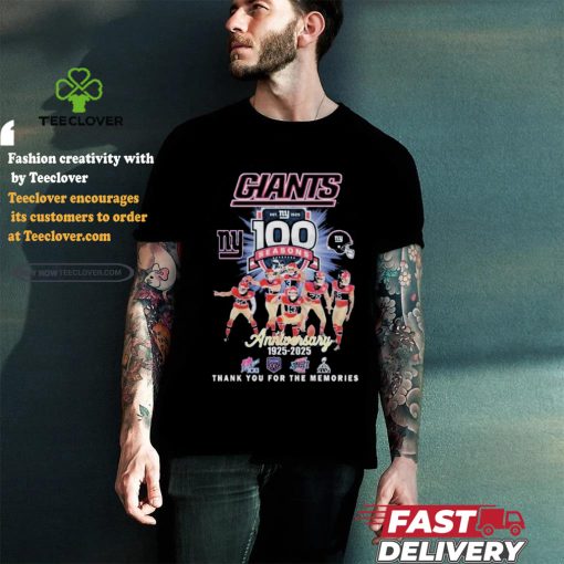 Official New York Giants 100 Seasons Anniversary 1925 2025 Thank You For The Memories T Shirt