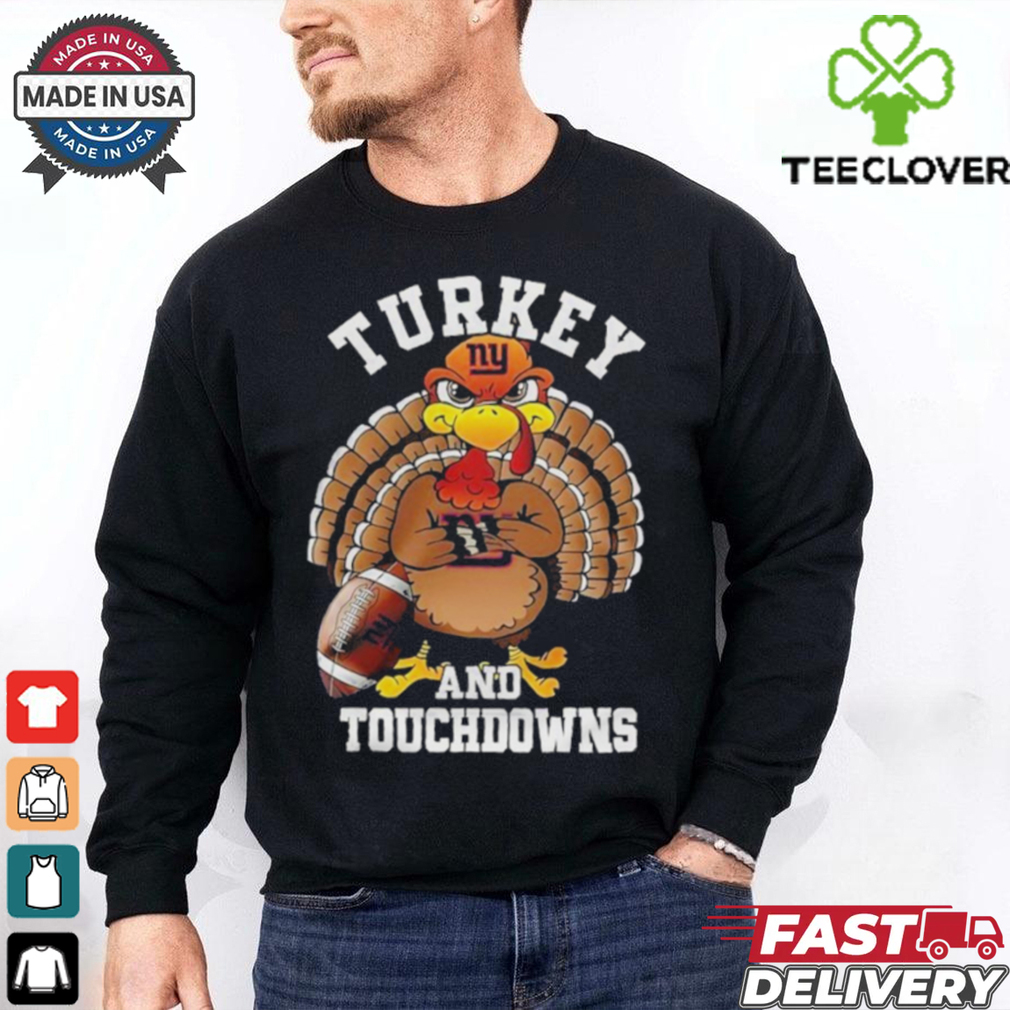 Official New York Giants Thanksgiving Cheers Turkey and Touchdowns Shirt Official New York Giants Thanksgiving Cheers Turkey and Touchdowns Shirt