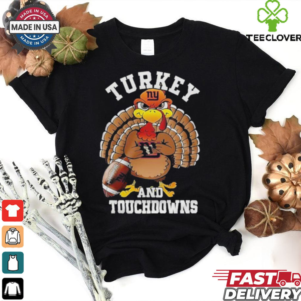 Official New York Giants Thanksgiving Cheers Turkey and Touchdowns Shirt Official New York Giants Thanksgiving Cheers Turkey and Touchdowns Shirt