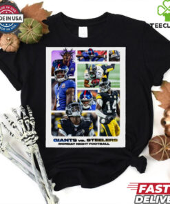 Official New York Giants Vs. Pittsburgh Steelers Monday Night Football A Battle Between Two Of The Best Young Receivers In The League Poster t shirt