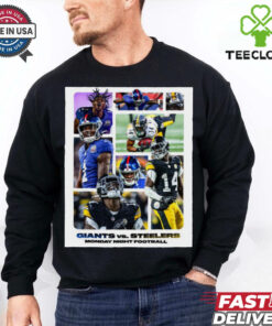 Official New York Giants Vs. Pittsburgh Steelers Monday Night Football A Battle Between Two Of The Best Young Receivers In The League Poster t shirt 1 Official New York Giants Vs. Pittsburgh Steelers Monday Night Football A Battle Between Two Of The Best Young Receivers In The League Poster t shirt