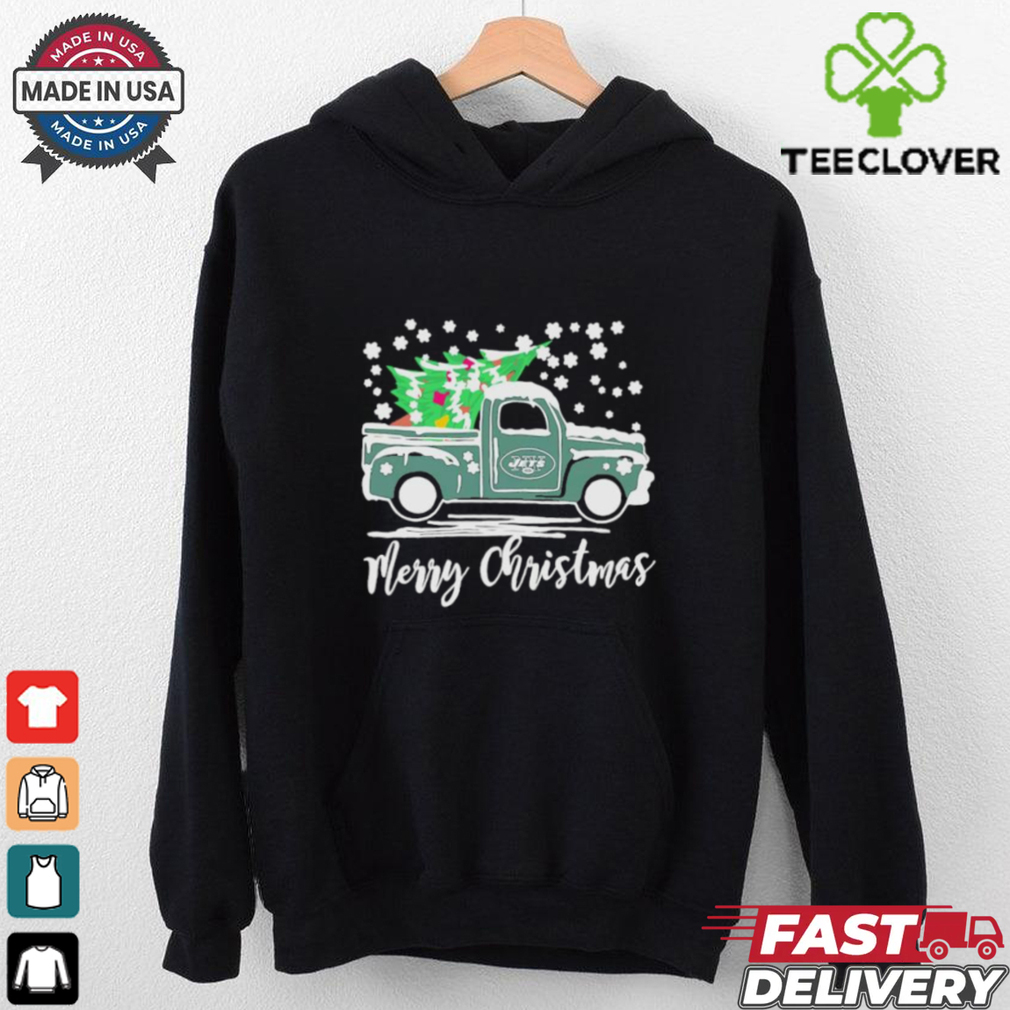 Official New York Jets Logo Truck and Tree Merry Christmas Shirt Official New York Jets Logo Truck and Tree Merry Christmas Shirt