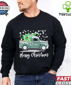 Official New York Jets Logo Truck and Tree Merry Christmas Shirt