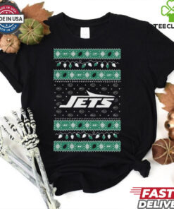 Official New York Jets NFL Holiday Lights Ugly Christmas Sweater 2024 t shirt