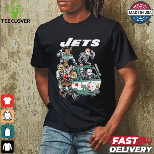 Official New York Jets NFL Horror Characters Movie Hippie Halloween Shirt