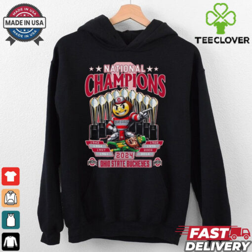 Official Nine Times National Champions 2024 Ohio State Buckeyes NCAA Mascot Shirt