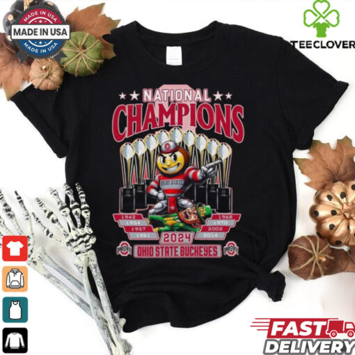 Official Nine Times National Champions 2024 Ohio State Buckeyes NCAA Mascot Shirt