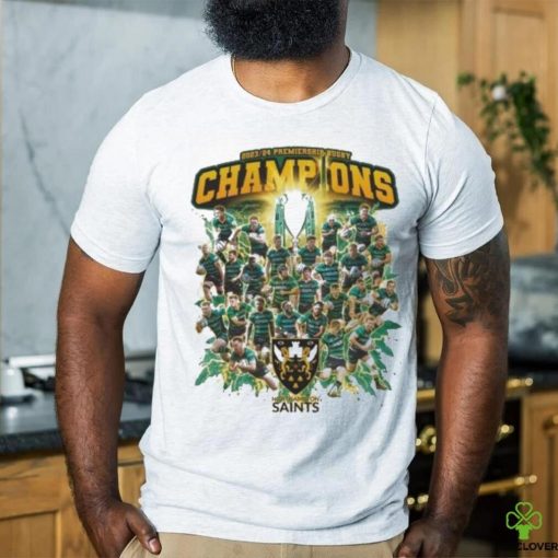 Official Northampton Saints 2023 24 Champions St Gustaf T Shirt