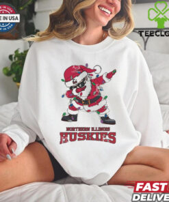 Official Northern Illinois Huskies Dabbing Santa Claus Ugly Christmas Light shirt