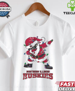 Official Northern Illinois Huskies Dabbing Santa Claus Ugly Christmas Light shirt