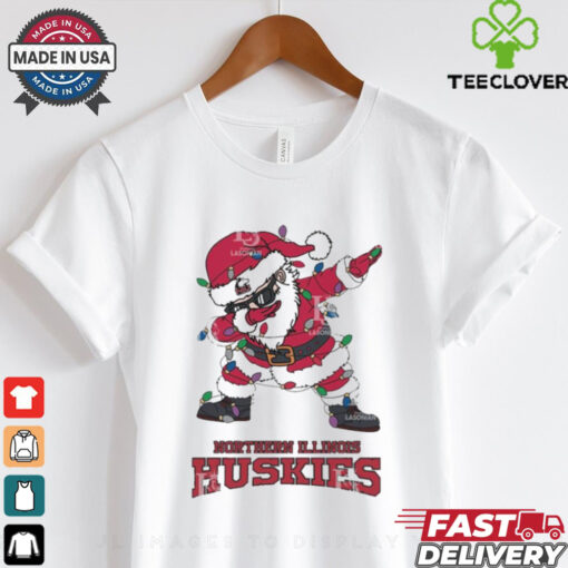 Official Northern Illinois Huskies Dabbing Santa Claus Ugly Christmas Light shirt