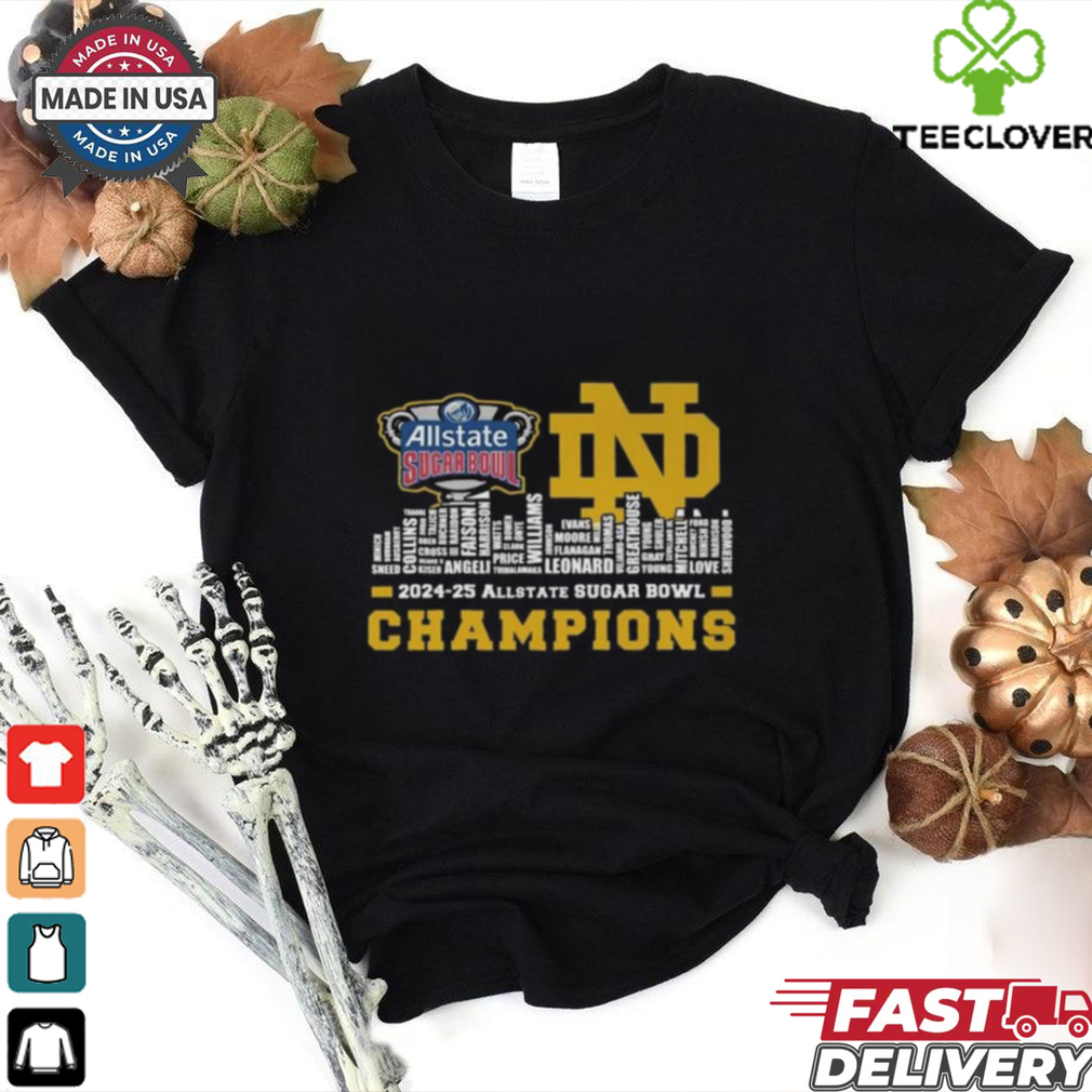 Official Notre Dame Fighting Irish 2024 25 Sugar Bowl Champions Celebrating T Shirts Official Notre Dame Fighting Irish 2024 25 Sugar Bowl Champions Celebrating T Shirts