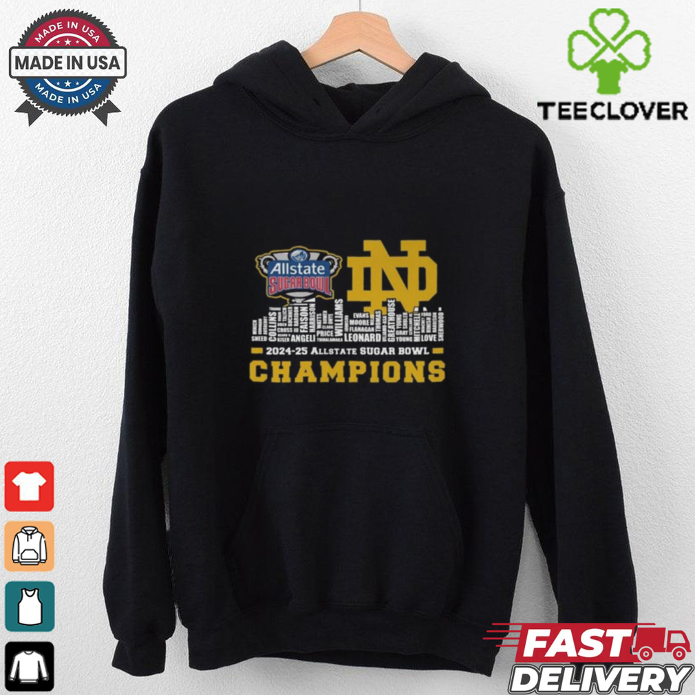 Official Notre Dame Fighting Irish 2024 25 Sugar Bowl Champions Celebrating T Shirts Official Notre Dame Fighting Irish 2024 25 Sugar Bowl Champions Celebrating T Shirts