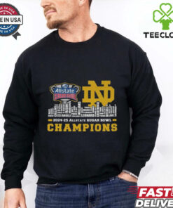 Official Notre Dame Fighting Irish 2024-2025 Sugar Bowl Champions Celebrating T-Shirts with a commemorative design, perfect for Fighting Irish fans celebrating their Sugar Bowl victory.