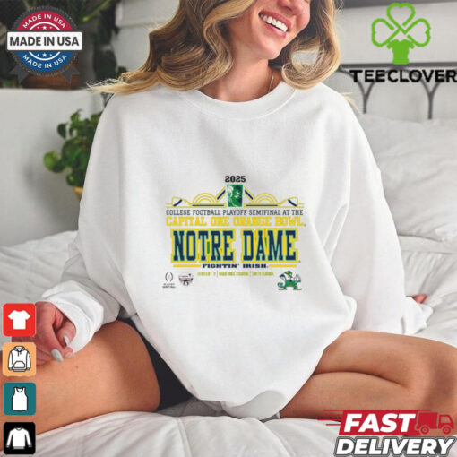 Official Notre Dame Fighting Irish 2025 College Football Playoff Semifinal At The Capital One Orange Bowl Hard Rock Stadium Art Deco Player t shirt