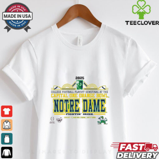 Official Notre Dame Fighting Irish 2025 College Football Playoff Semifinal At The Capital One Orange Bowl Hard Rock Stadium Art Deco Player t shirt