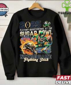 Official Notre Dame Fighting Irish 2025 Playoff Quarterfinal At The Sugar Bowl Allstate Mascot t shirt