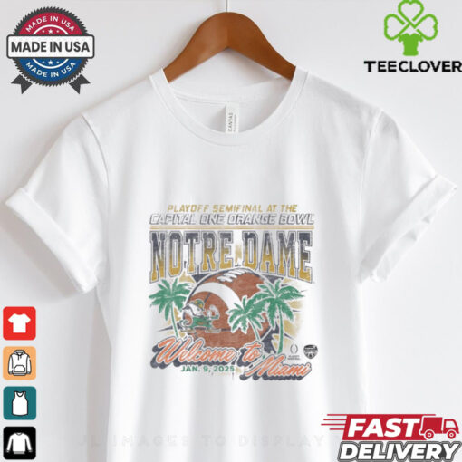 Official Notre Dame Fighting Irish CFP Semifinal At The 2025 Capital One Orange Bowl Bound Welcome To Miami Jan 9 Vintage t shirt