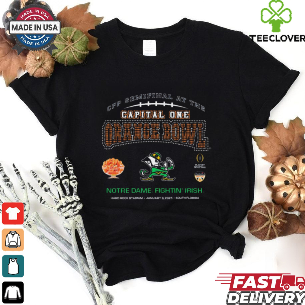 Official Notre Dame Fighting Irish CFP Semifinal At The Capital One Orange Bowl Hard Rock Stadium Jan 9 2025 South Florida t shirt Official Notre Dame Fighting Irish CFP Semifinal At The Capital One Orange Bowl Hard Rock Stadium Jan 9 2025 South Florida t shirt
