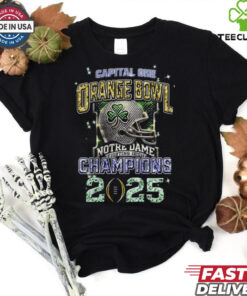 The **Official Notre Dame Fighting Irish Champions 2025 Diamond Heart T-Shirt** celebrates the Fighting Irish's championship victory in 2025 with a striking diamond heart design. A perfect shirt for fans who want to show their pride and admiration for the team’s accomplishments in style!