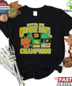 Official Notre Dame Fighting Irish College Football Playoff 2025 Orange Bowl Champions Victory Ahead T Shirts