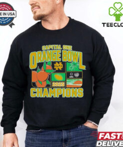 Official Notre Dame Fighting Irish College Football Playoff 2025 Orange Bowl Champions Victory Ahead T Shirts