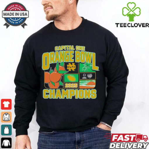 Official Notre Dame Fighting Irish College Football Playoff 2025 Orange Bowl Champions Victory Ahead T Shirts
