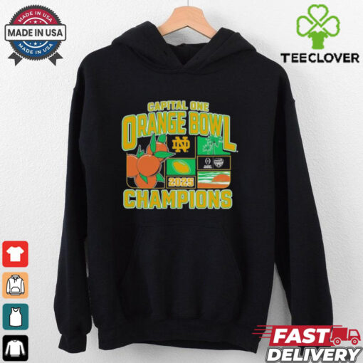 Official Notre Dame Fighting Irish College Football Playoff 2025 Orange Bowl Champions Victory Ahead T Shirts