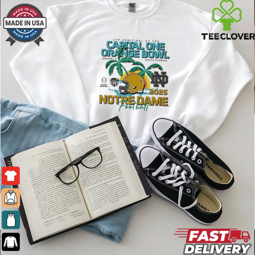 Official Notre Dame Fighting Irish Football CFP Semifinal At The 2025 Capital One Orange Bowl Bound Jan 9 South Florida t shirt Official Notre Dame Fighting Irish Football CFP Semifinal At The 2025 Capital One Orange Bowl Bound Jan 9 South Florida t shirt
