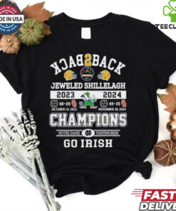 Official Notre Dame Fighting Irish Jeweled Shillelagh Back2back Champions 2023 2024 Go Irish t shirt