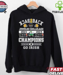 Official Notre Dame Fighting Irish Jeweled Shillelagh Back2back Champions 2023 2024 Go Irish t shirt
