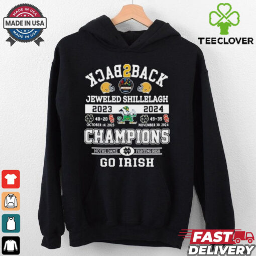 Official Notre Dame Fighting Irish Jeweled Shillelagh Back2back Champions 2023 2024 Go Irish t shirt