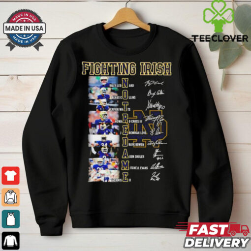 Official Notre Dame Fighting Irish Leonard Collins Watts Howard Cross III Jeremiyah Love Drayk Bowen Adon Shuler Michell Evans and Kiser Signatures shirt