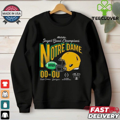 Official Notre Dame Fighting Irish Vs Georgia Bulldogs Playoff Quarterfinal 2025 Allstate Sugar Bowl Champions Football Score t shirt