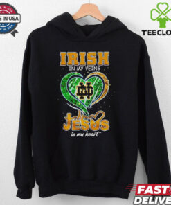 Official Notre Dame Fighting Irish in my veins Jesus in my heart shirt
